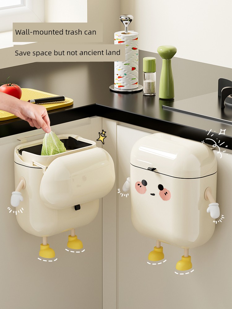 Cute Kitchen Trash Can Cartoon For Home Large Capacity Utensils Living Room Bedroom Storage with Lid Trash Can with Pressing Ring