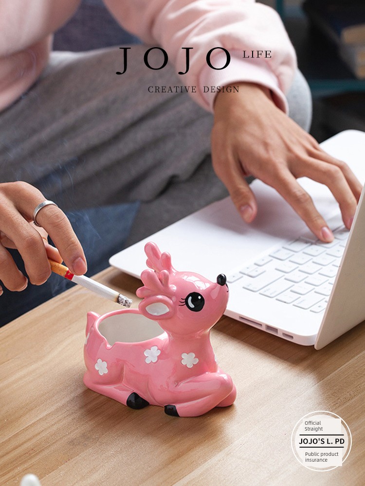 Jojo's L. Pd. Elastic. Ashtray Ins Style Creative Personalized and Cute Deer Ceramic | Elastic