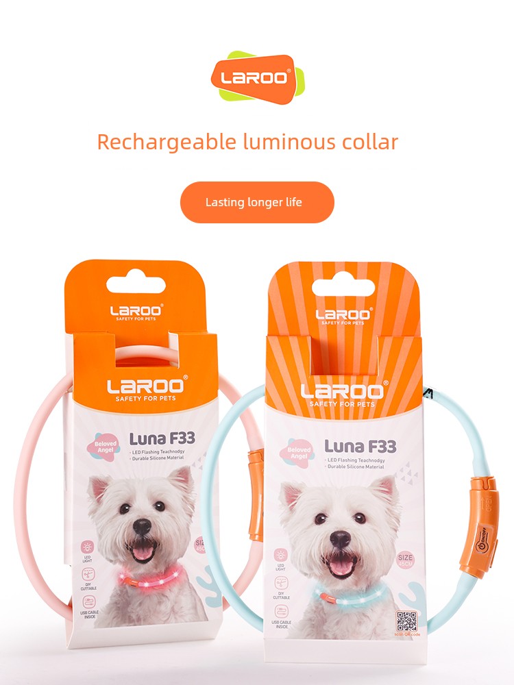 Leno Dog Luminous Collar Small Size Dogs Cat Collar Accessories Anti-Lost Dog Walking Light Pet Supplies Rechargeable