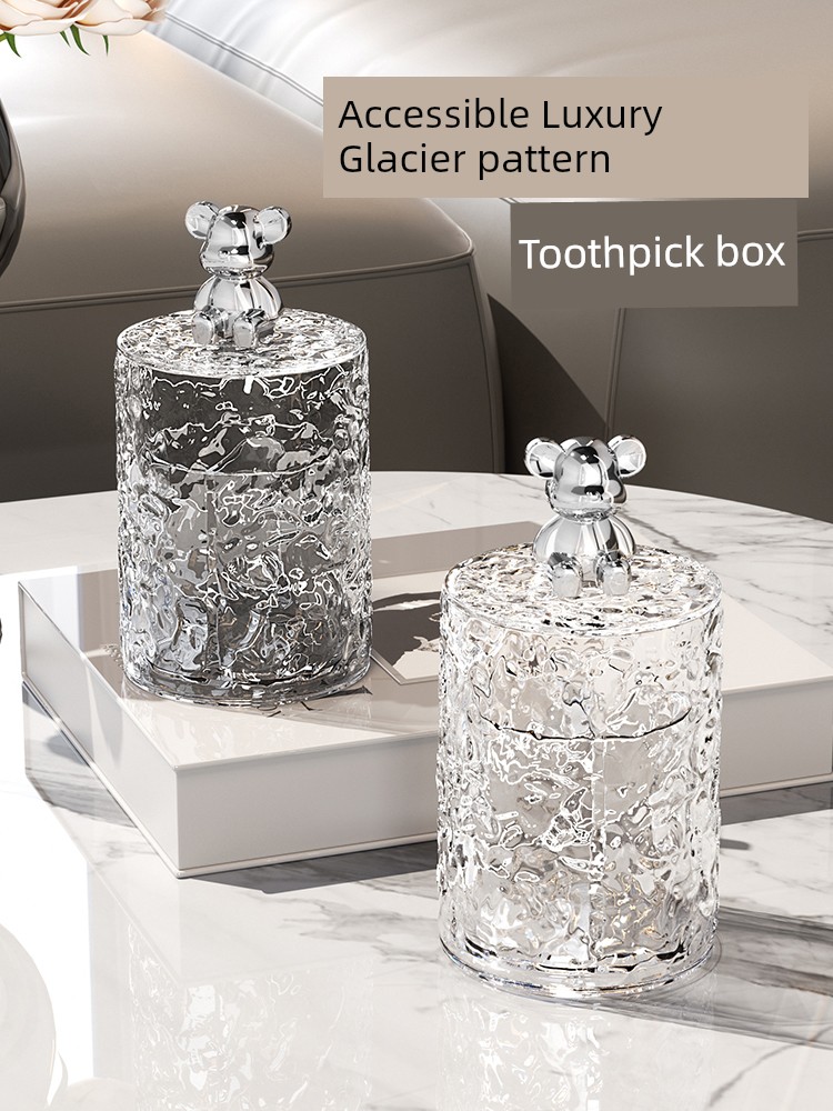 Toothpick Box 2024 New Arrival For Home Accessible Luxury Classy Creative Toothpick Holder Toothpick Tin Floss Cotton Swab Storage Box Y