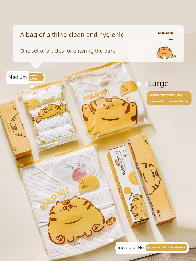 Shuke Orange Tabby Cat Kindergarten Clothes Antibacterial Buggy Bag Baby Kids Special for Entering the Kindergarten Waterproof Moisture-Proof Packing Seal