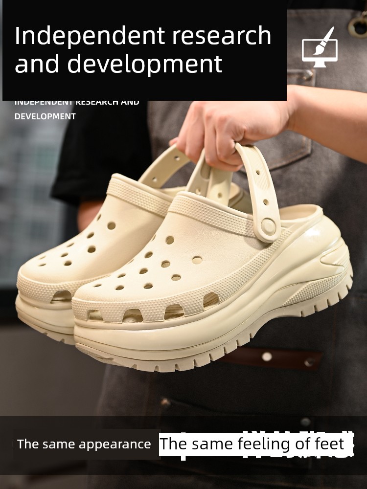 Light Wheel Hole Shoes Men's and Women's Summer Outwear Super Thick Bottom Increased Deodorant and Non-Slip Jelly Easiest for Match Men's Sandals