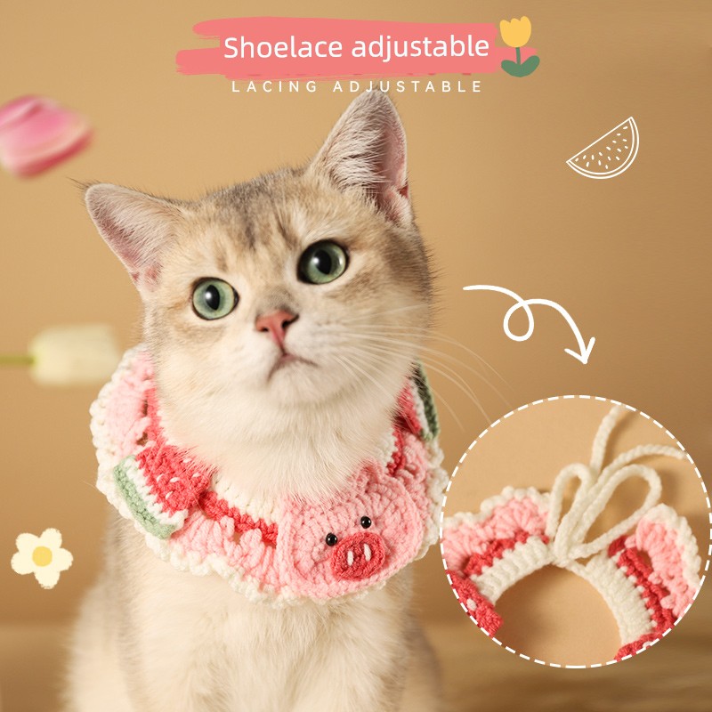Woven Special Saliva Towel Halterneck Decorations Cat