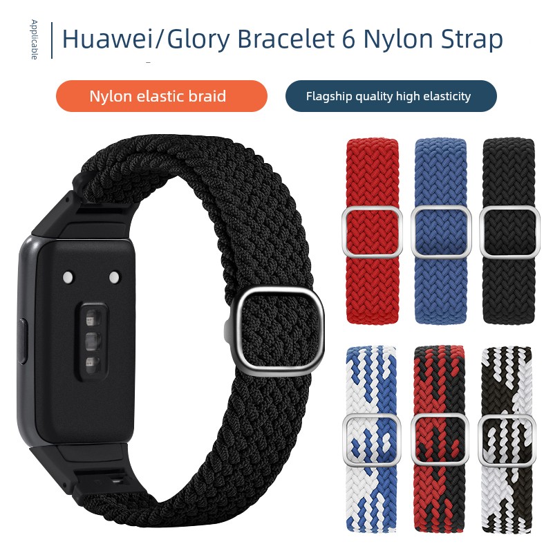 Applicable to Huawei Huawei Bracelet 6 Wrist Strap Smart Sports Watch Pro Strap Neutral NFC Version Glory 6 Generation Woven Nylon Boys and Girls Summer Stylish Tide Replacement Belt Accessories Sports Version
