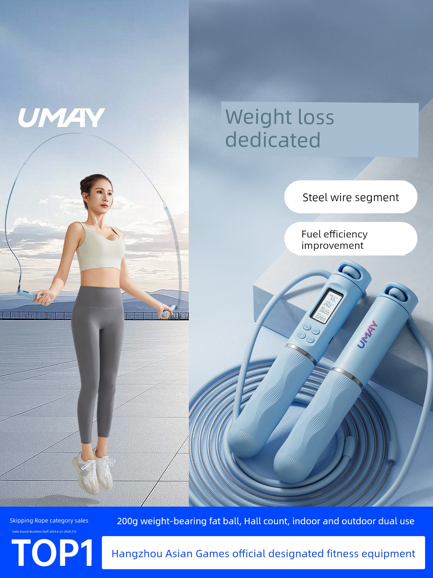 Fat Burning Skipping Rope Weight Loss Special Adult Fitness Count Jumping God Girl Professional Rope Weight-Bearing High School Entrance Examination Steel Wire Rope