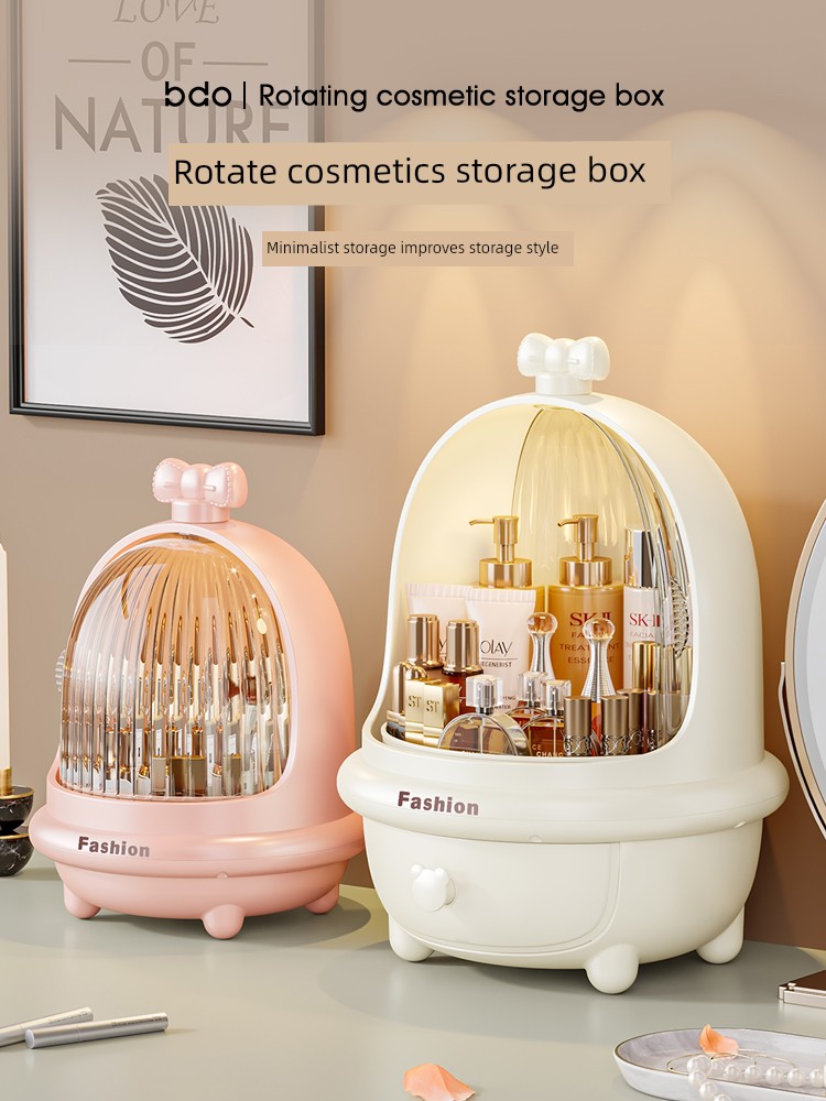 Cosmetics Storage Box Desktop High-Grade Dressing Table Storage Rack Dustproof Large Capacity Skin Care Finishing Box with Lid