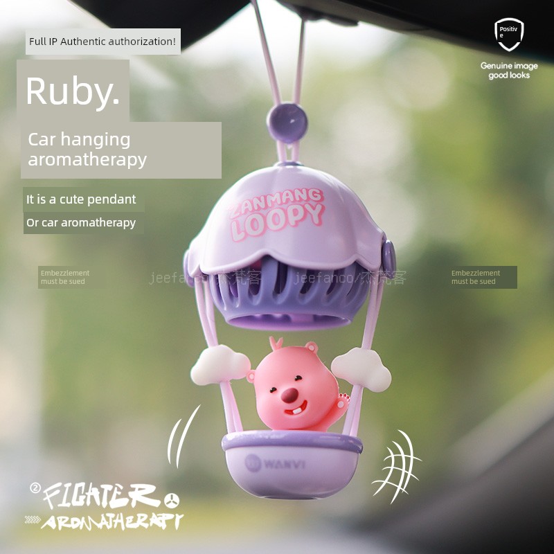 Ruby Hot Air Balloon Car Aromatherapy Rearview Mirror Decoration Classy Car Hanging Decorations Pendant Boys and Girls Pendant