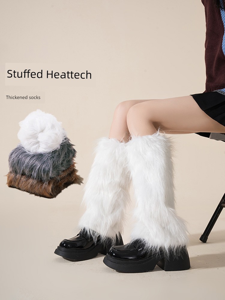 Stuffed Pile Style Foot Sock Women's Autumn and Winter Extra Thick Thermal Socks Maillard Calf Socks Winter Y2g Wind Pile Style Leg Warmer