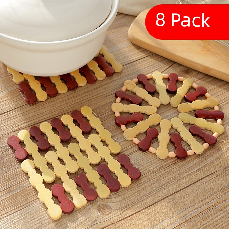 Vegetable Mat Heat Proof Mat Table Mat Cup Mat Bowl Anti-Scald Pan Mat Plate Bamboo Mat Home Dining Mat Heat Proof Heat-Resistant Bowl Mat