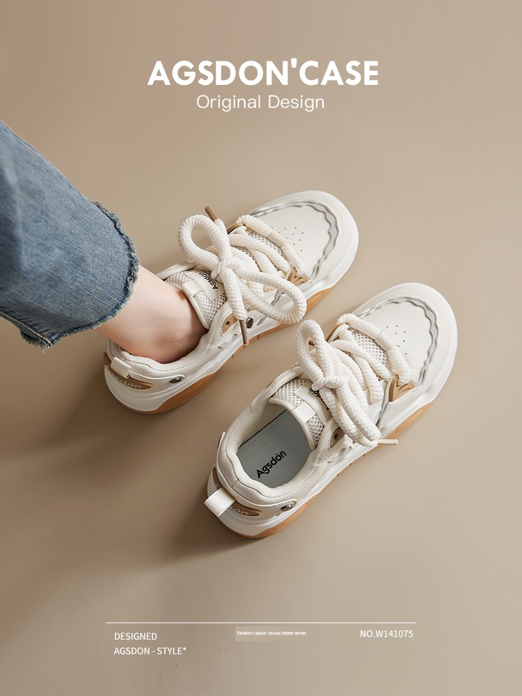 Augusto Mesh Breathable Thick Sole Casual White Shoes