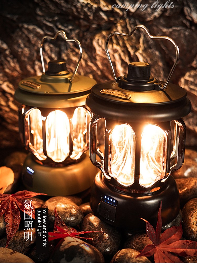 Outdoor Lamp Lighting Retro Barn Lantern Satchel Power Bank Camping Lantern Ultra-Long Life Battery Camping Atmosphere Decoration Tent Light