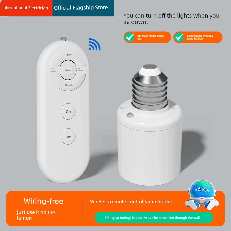 Neutral Electric Lamp Screw Wireless Lamp Remote Control Lamp Holder Lamp Holder For Home 220V Smart Switch Bedroom LED Bulb
