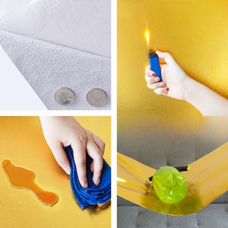 Waterproof Gold Foil Self-Adhesive Wall Sticker Buddha Hall Buddha Niche Wallpaper Golden Yellow Background Wallpaper Moisture-Proof Fireproof High Temperature Resistant