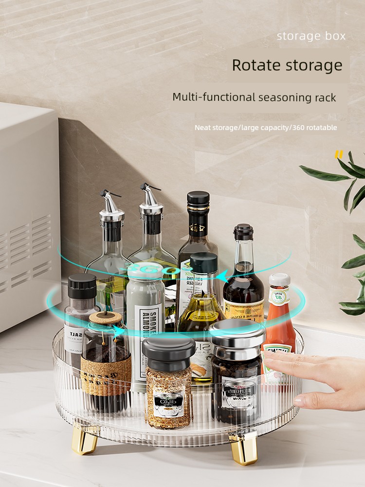 Multi-Functional Seasoning Rack, Kitchen Storage Condiment Supplies Turntable, Rotate Spice Rack Table Top