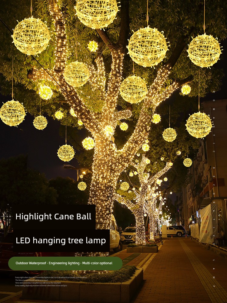 Starry Sky Lamp Outdoor Waterproof Landscape Hanging Tree Spherical Tree Lamp Vine Bal Lamp Decorative Lamp Hanging Lamp Colored Lantern Flashing String
