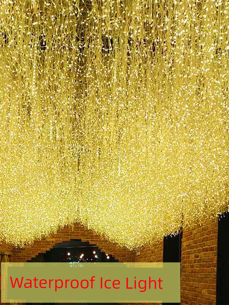 LED Ice Bar Lamp Starry Sky Lighting Chain Lights Flashing Light Waterfall Flowing Water Atmosphere Colorful Lights Outdoor Waterproof New Year Decoration