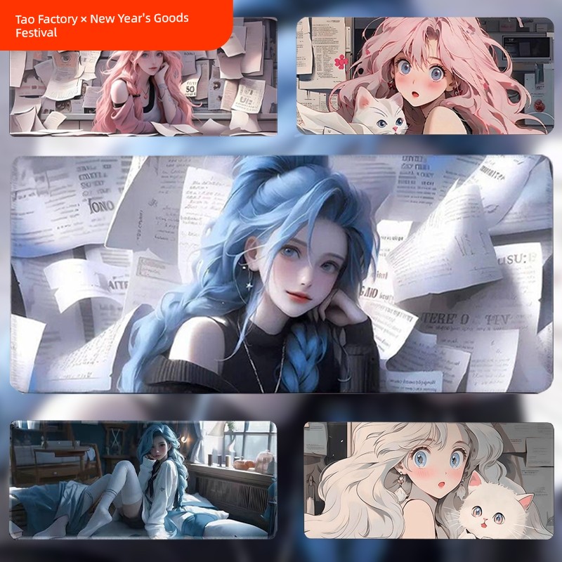 Good-looking Pretty Girl E-Sports Mouse Pad Boys and Girls Large Non-Slip Lock Wrist Guard Beautiful Office Computer Desk Mat
