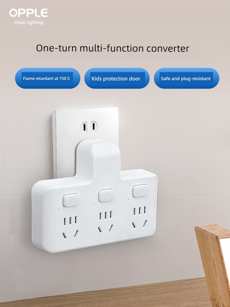 Oppo Socket Plug Stagger Arrangement Converter Porous Power Conversion Plug Multi-Function Plug Board Panel Wireless Power Strip