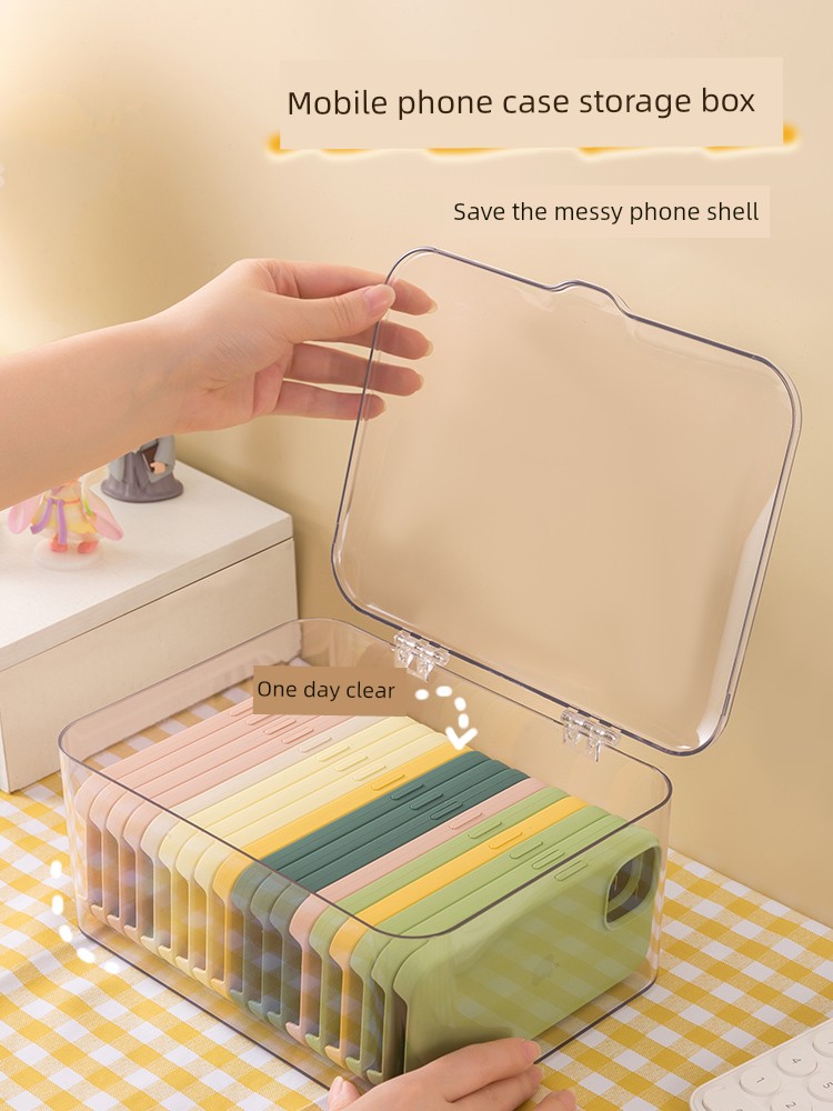 Phone Case Storage Box Dustproof with Cover Desktop Drawer Storage Sundries Dormitory Fantastic Transparent Storage Box