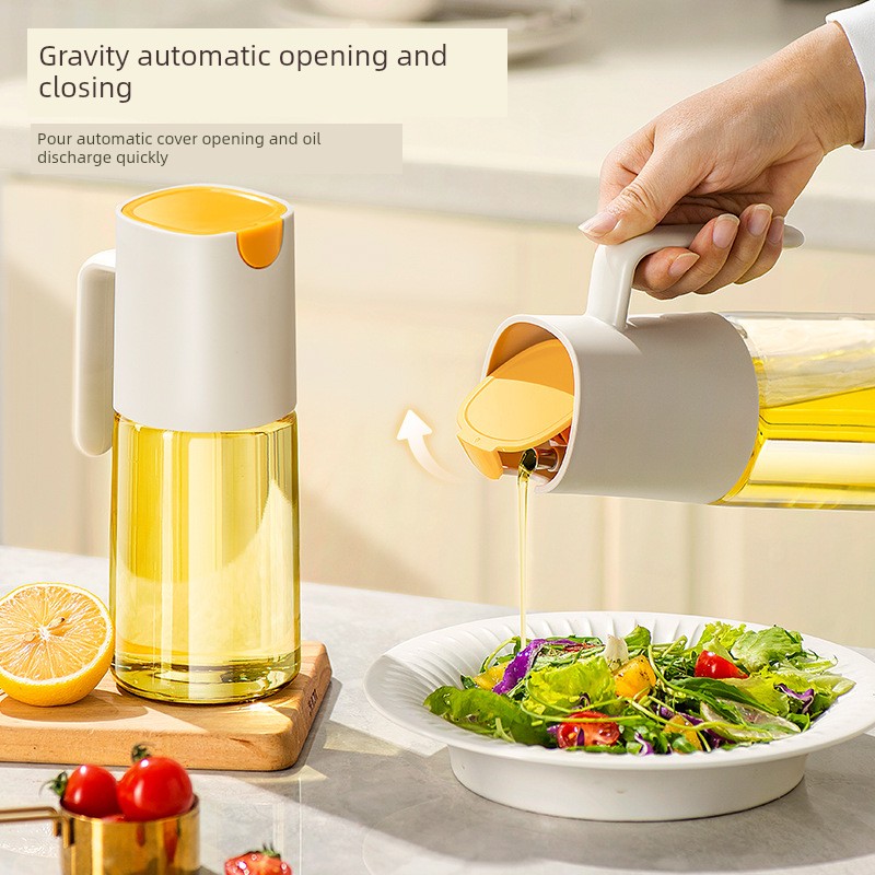 Pinqi Design Automatic Opening and Closing Oiler Leak-Proof Glass Oiler Kitchen For Home Non-Oil-Stick Soy Sauce and Vinegar Seasoning