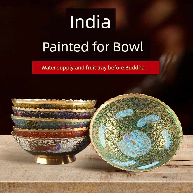Nepal Handmade Fruit Tray Small Size For Home Living Room Offering Water Bowl Copper Painted Buddha Front Plate Decoration Supplies