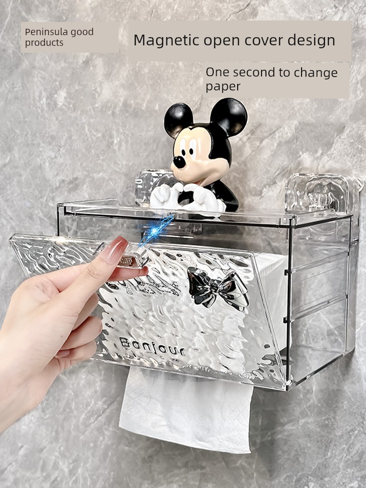 Accessible Luxury Suction Cup Toilet Toilet Paper Box Wall-Mounted Waterproof Tissue Box Rack Toilet Paper Toilet Paper and Tissue Holder