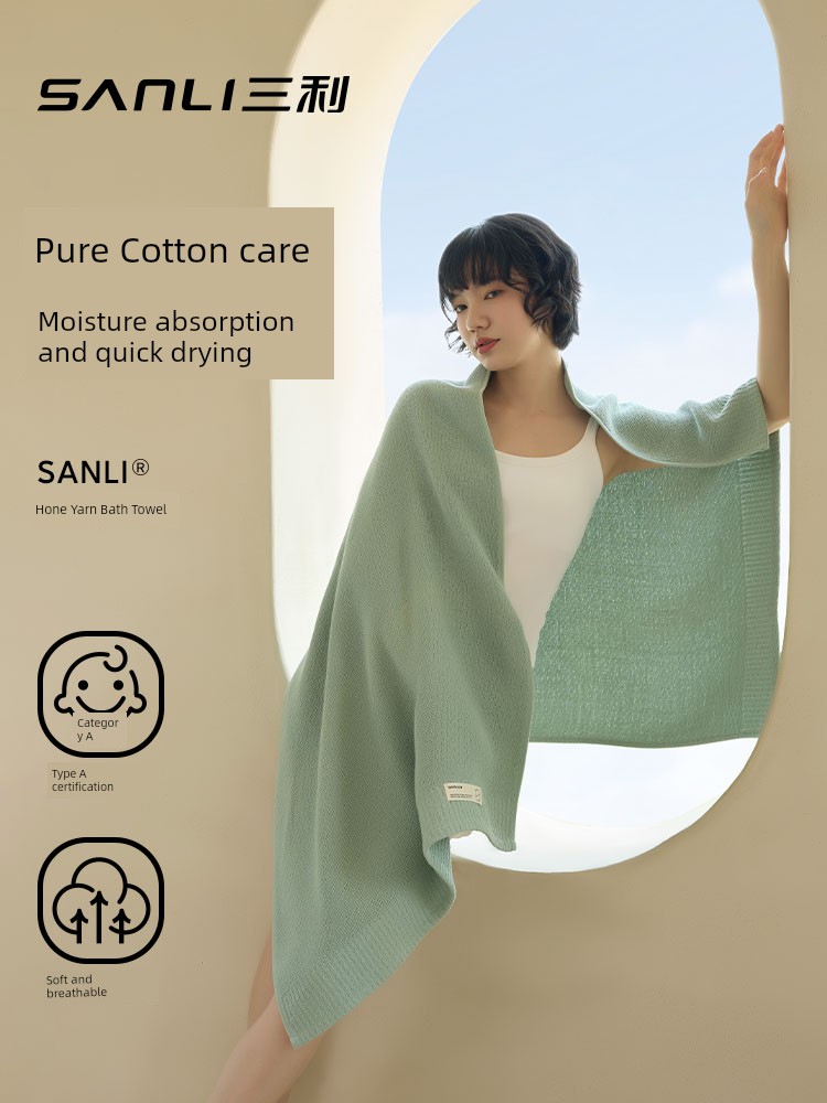 Sanli Antibacterial Gauze Bath Towel 2025 New Arrival All Cotton Pure Cotton For Home Water-Absorbing Quick-Drying Men and Women Adult Towel Summer