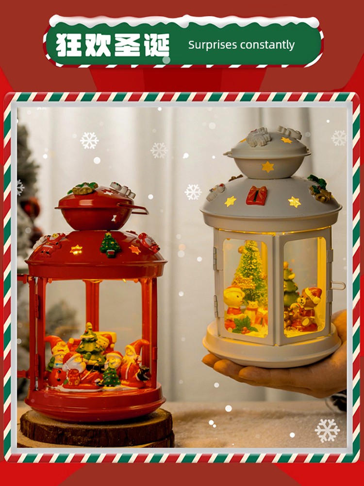 Christmas Decoration Props Small Ornaments Portable Lamp DIY Material Package Santa Claus Party Scene Cloth Setting