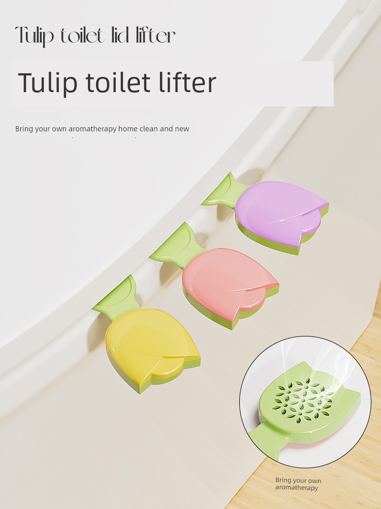 Tulip Aromatherapy Toilet Cover Lifter For Home Toilet Lid Lifter Creative Lift Toilet Lid Handle Anti-Dirty Handle