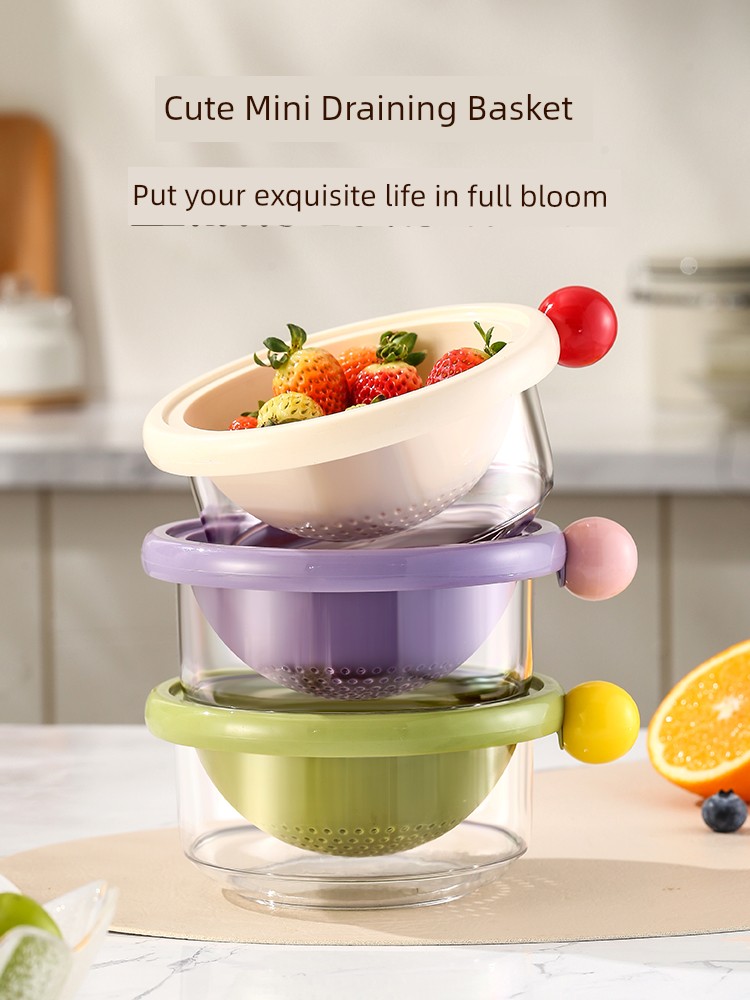 Dopamine Drain Basket New Arrival Fruit Basket Living Room Home Good-looking Fruit Plate Fabulous Fruit Washing Tool Double-Layer Vegetable Washing Basket