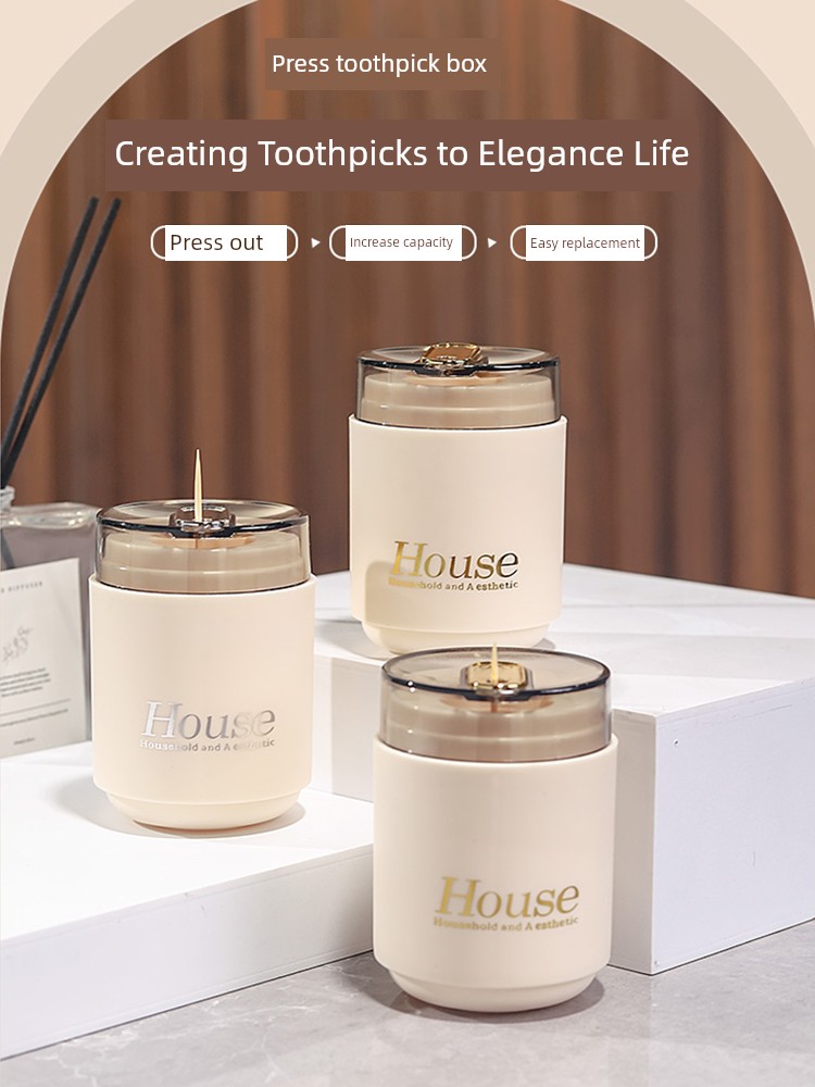 Toothpick Box Automatic Pop-up 2023 New Arrival For Home Stylish Creative Upscale Toothpick Holder Toothpick Storage Box Toothpick Tin