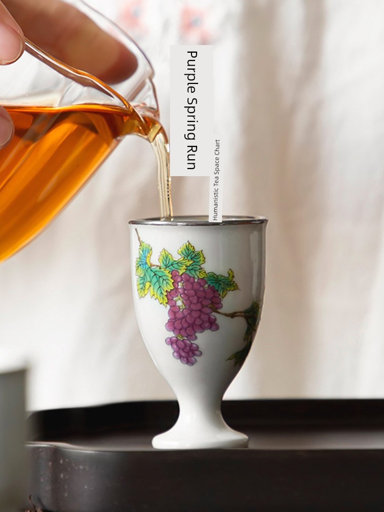 Jojo's L. Pd. Ziquan Stream. Grass and Wood Gray Glaze Tea Cup Personal Tea Cup Goblet Tasting Cup | Qi Dian