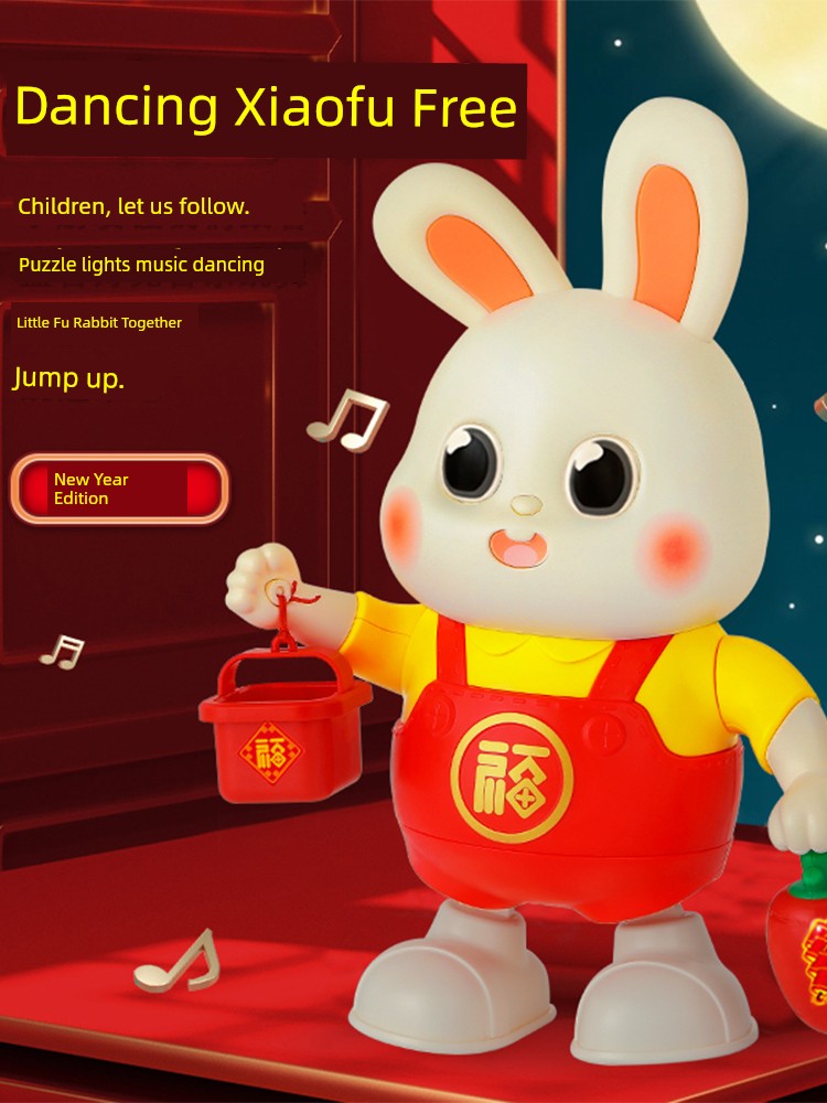 0 to 6 Months Old Little Fu Rabbit Head-up Practice Baby Toys 1 Year Old Baby and Child Training Electric Dancing Rabbit