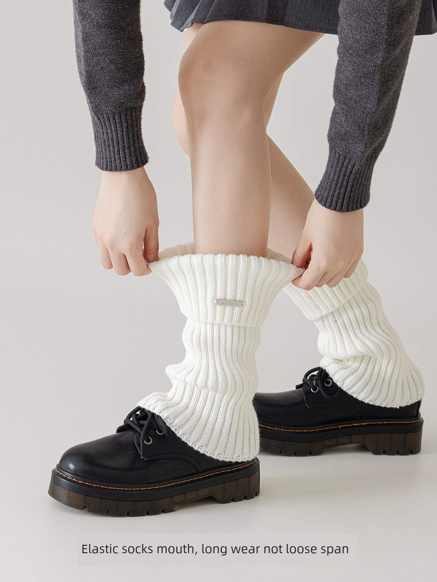 Foot Sock Women's Brown Leg Warmer Bunching Socks Women's Spring and Autumn with Small Leather Shoes Autumn and Winter Maillard Mid-Calf Long Socks