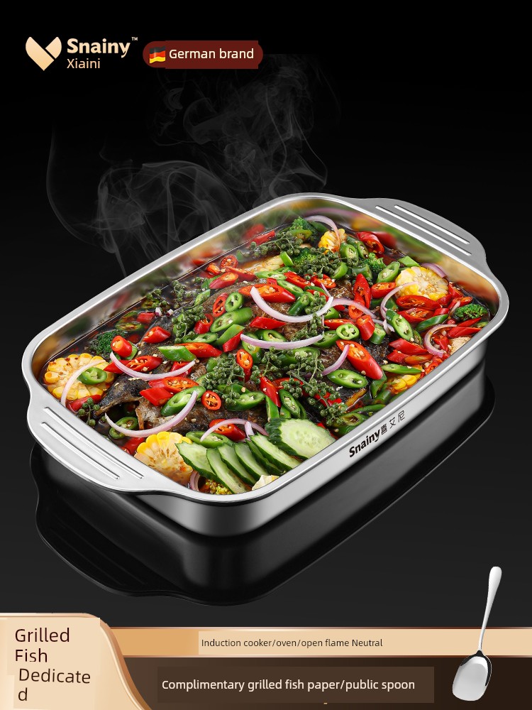 Grilled Fish Dish Rectangular For Home 316 Stainless Steel Thickened Induction Cooker Baking Dedicated Tray Fish Roasting Plate Tray Dedicated Pot