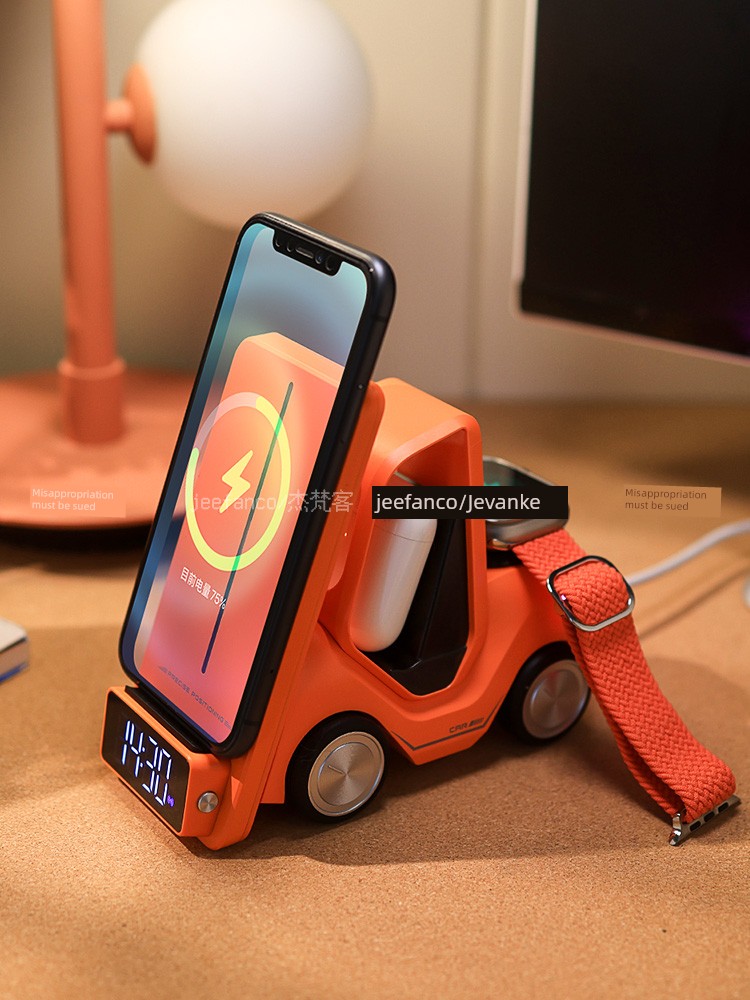 Three-in-One Creative Forklift with Light Wireless Charger