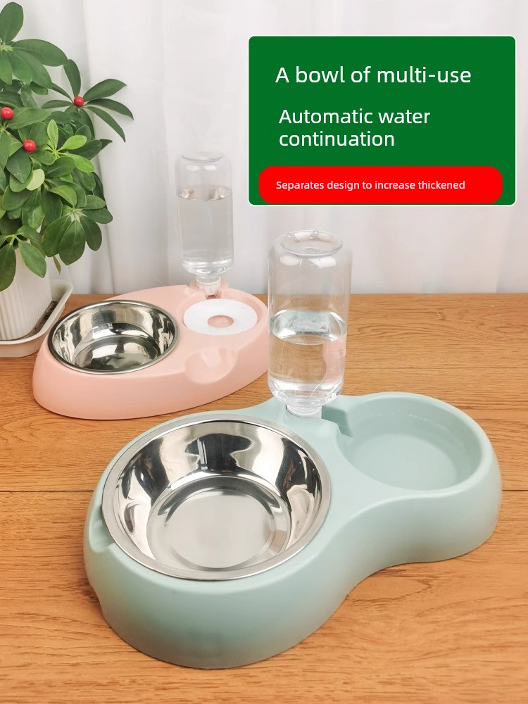 Dog Bowl Dog Basin Cat Bowl Pet Double Bowl Automatic Drinking Dog Water Bowl Dog Food Bowl Anti-Tumble Cat Supplies Complete Collection