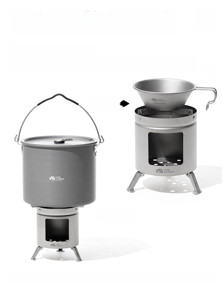 Mobi Garden Firewood Stove Mini Lightweight Pure Titanium Camping