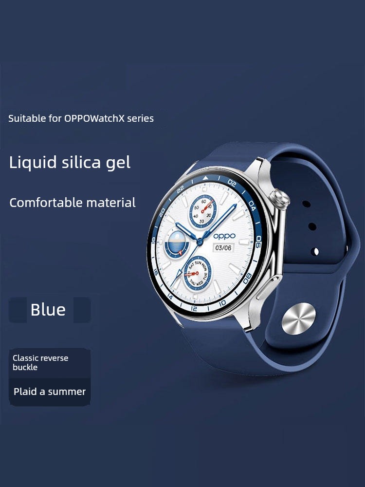 Suitable for Oppowatchx Strap 4pro New Arrival Watch Silicone Oppo Reverse Buckle Oppowatch3pro Smart Oppowatch3/2/1 Generation Men Se Wrist Strap for Girls Sweat-Proof Breathable