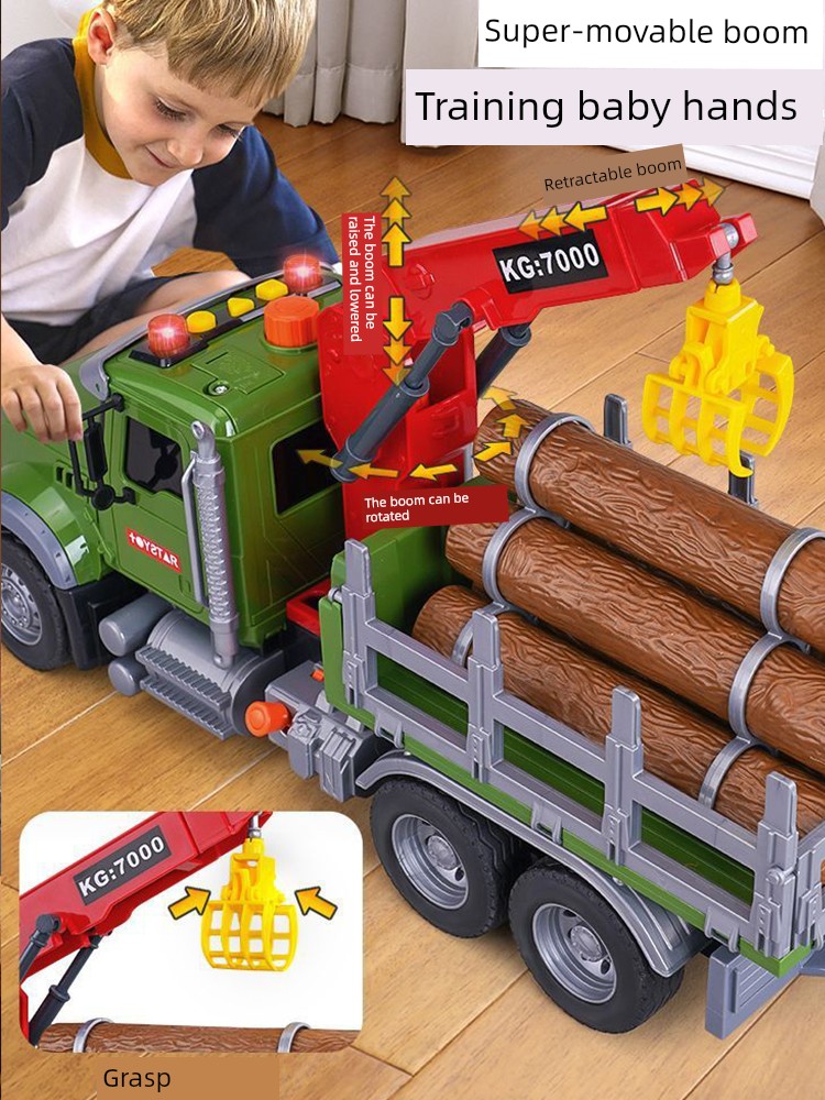 Oversized Kids Wood Transporter Toy Timber Grabber Engineering Dumptruck Boy Crane Crane Toy Car