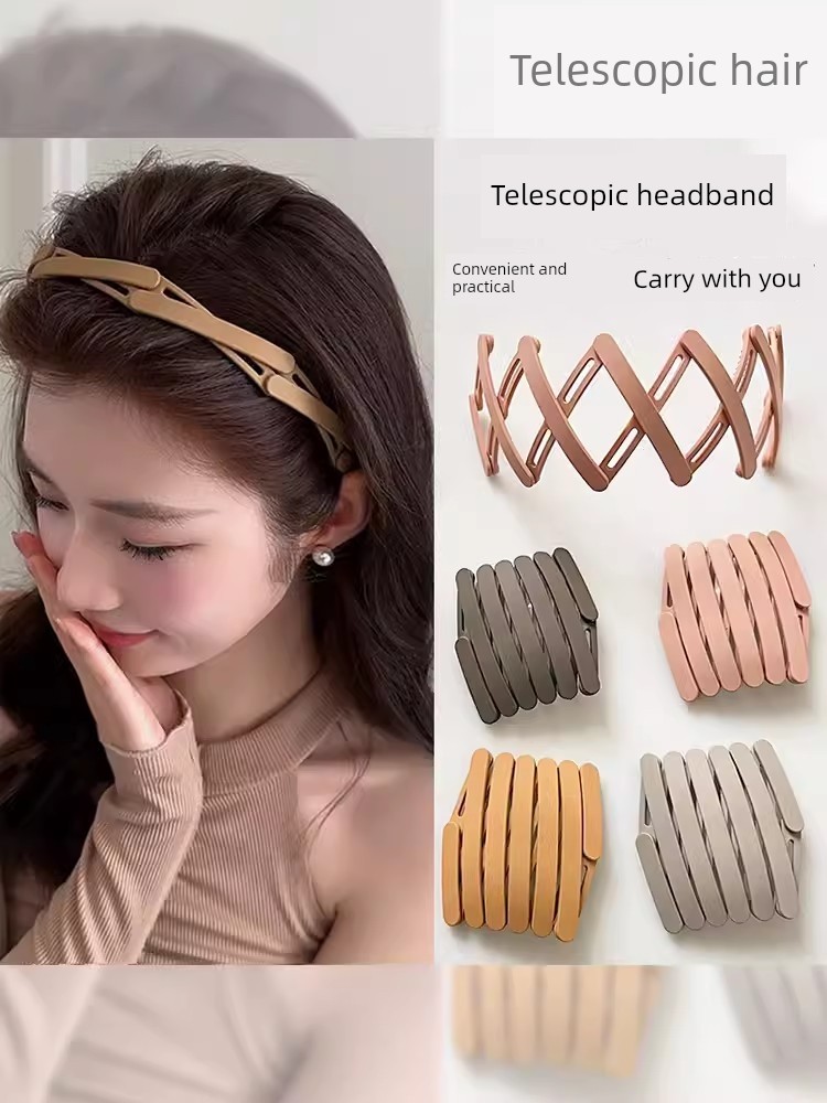 Retractable Folding Headband Female 2024 New Arrival for Face Wash Toothed Non Slip Broken Hair Headband Hair Hoop Handmade
