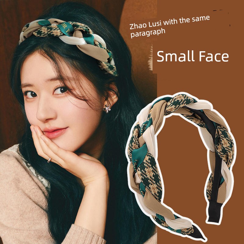 Retro High Skull Top Thick Headband Female Fancy Wide-Edged Headband Hair Pressing Hairpin 2023 Internet Hot New Headdress Winter