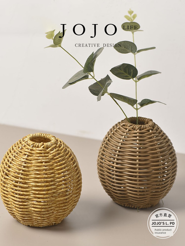Jojo's L. Pd. Mr. Grocery. Vase Flower Arrangement Fancy Imitation Rattan Flower Arrangement Small Vase | Factor