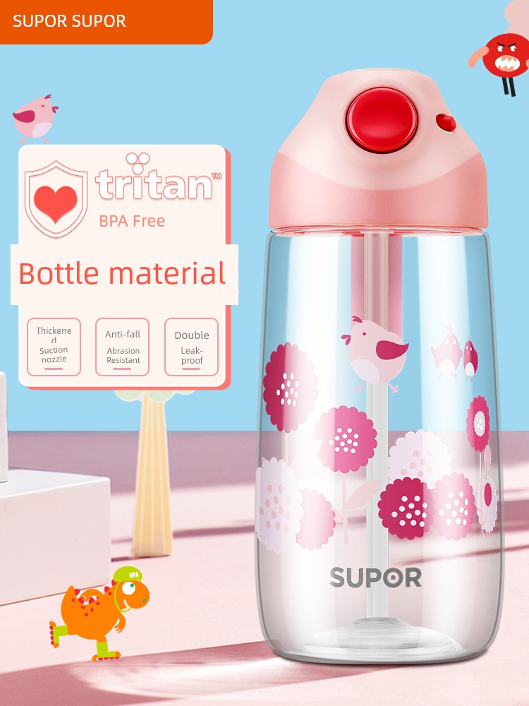 Supor Water Cup Summer Children's Straw Cup Boys and Girls Go to School Portable Drop-Proof Cup Large Capacity Children's Cups