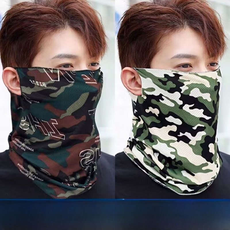 Takeaway Staff Ear-Mounted Camouflage Face Ice Silk Bandana