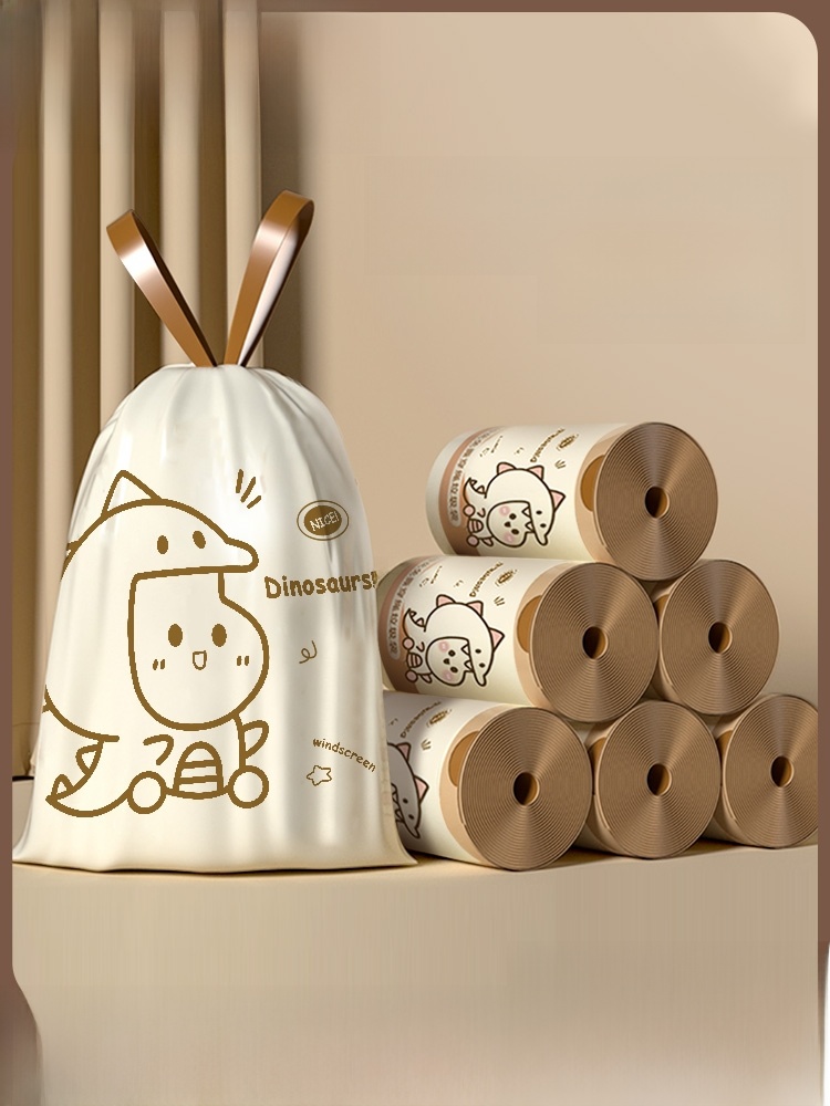 Garbage Bag For Home Drawstring Portable Thickening Print Large For Home Kitchen Disposable Cleaning Plastic Bag Dormitory