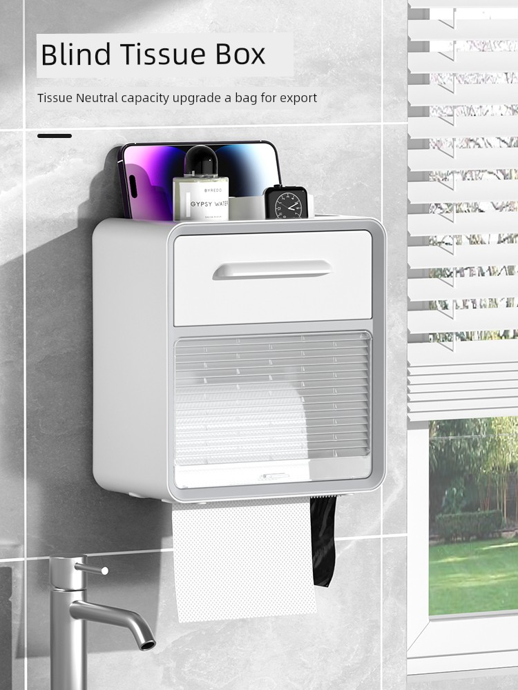 Storage Rack Waterproof Punch-Free Wall-Mounted Tissue Box