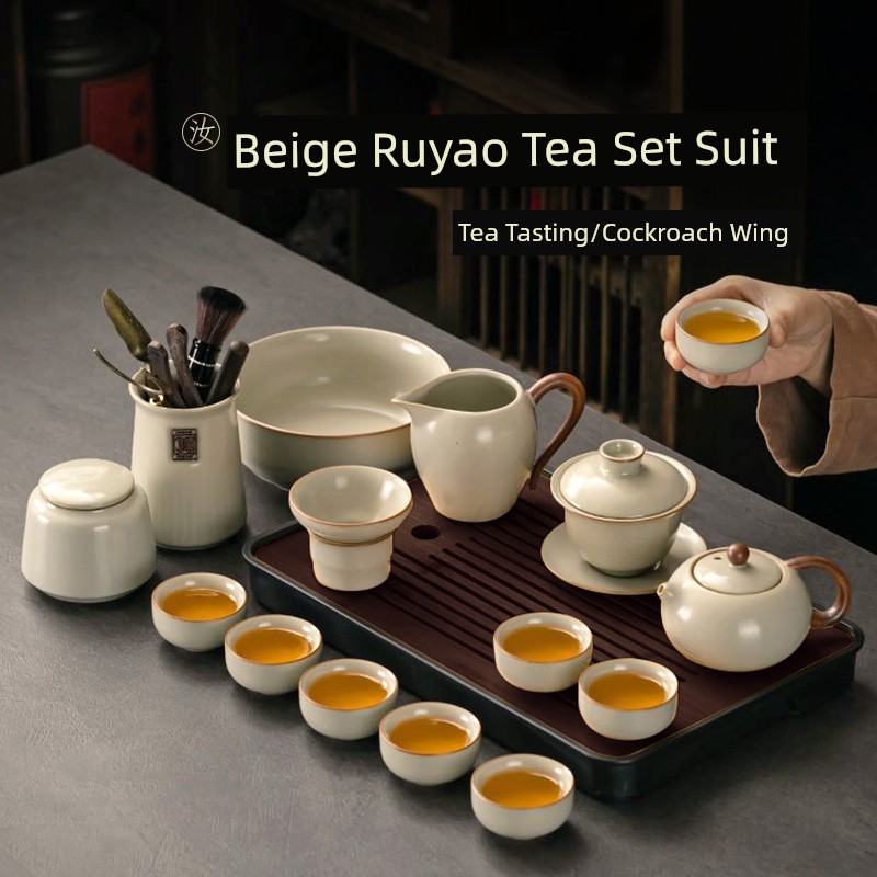 Jie'an Xi Ru Ware Tea Set 2024 New Arrival Ceramic Little Teapot Accessible Luxury High-Grade For Home Kung Fu Tea Cup Tureen