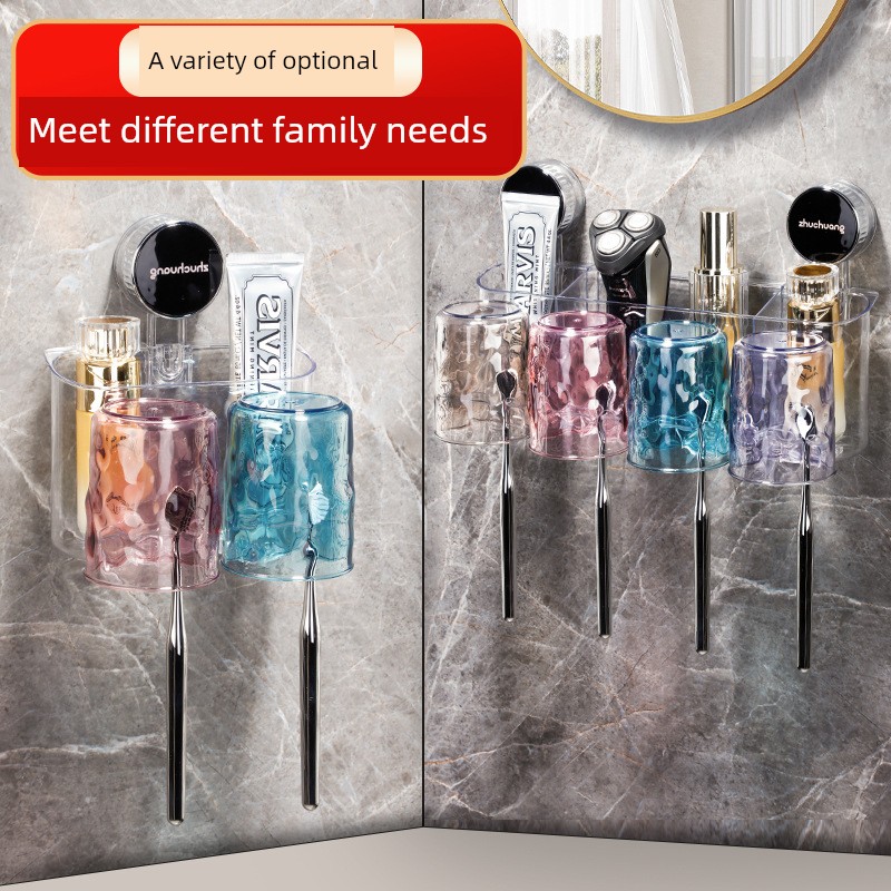 Accessible Luxury Suction Cup Toothbrush Rack Bathroom Thickened For Home Kids Water Ripple Gargle Cup Tooth Cup Cup