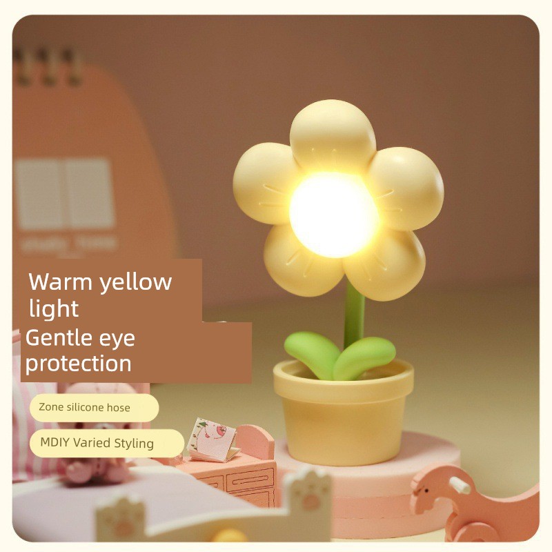 Flower Mini Night Light Creative Gift New Arrival Cartoon Multifunctional Student Night Reading Book Light Desktop Decoration